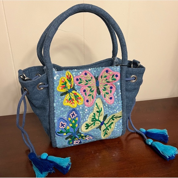 America and Beyond Azure BUTTERFLY BALLET handheld bag colorful - Picture 3 of 11